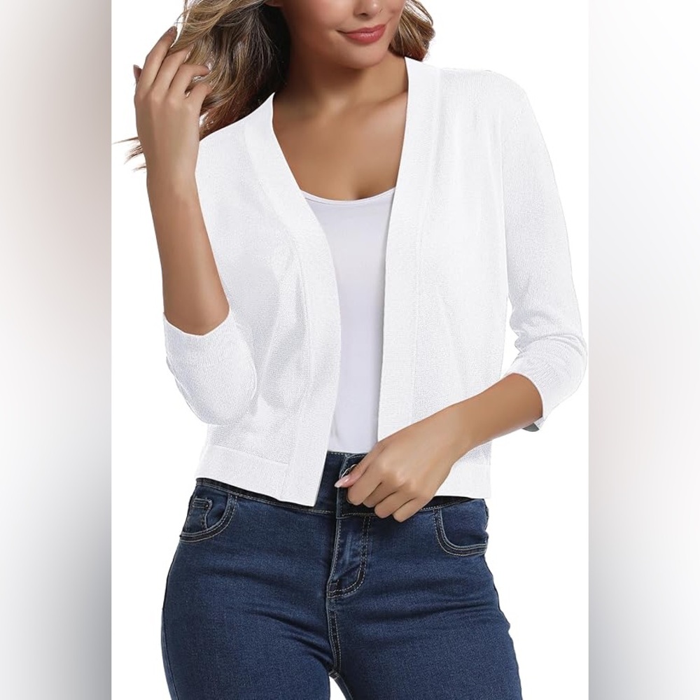 Elegant White Open-Front Cardigan